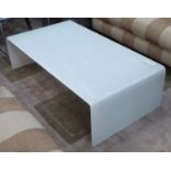 OCCASIONAL TABLE, contemporary style in white glass finish, 130cm x 70cm x 36cm H.