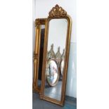 PIER MIRROR, Louis XV style, with bevelled plate, in a gilded frame, 215cm x 63cm.