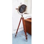 ROLLS ROYCE STYLE HEADLAMP/ FLOOR LAMP, with natural wood, adjustable tripod stand.