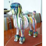 STATUE OF A POODLE, in coloured resin, 62cm H.