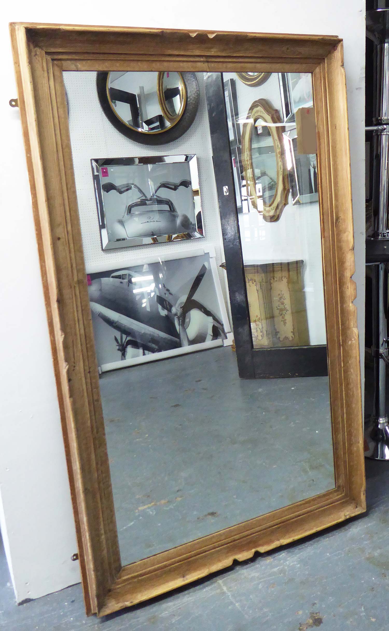 MIRROR, rectangular in a wooden frame, 152cm x 92cm.