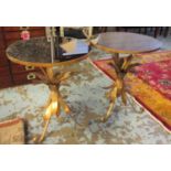 OCCASIONAL TABLES, a pair, Classical style gilt metal framed,
