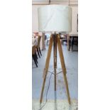 VINTAGE INSPIRED TRIPOD FLOOR LAMP, with ivory shade, 170cm H.