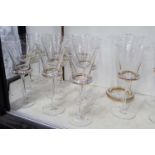 WINE GLASSES, four sets of six plus jug diamante design, tallest glass 25cm H.