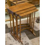 NEST OF THREE TABLES, Regency rosewood and brass inlaid with rectangular tops,