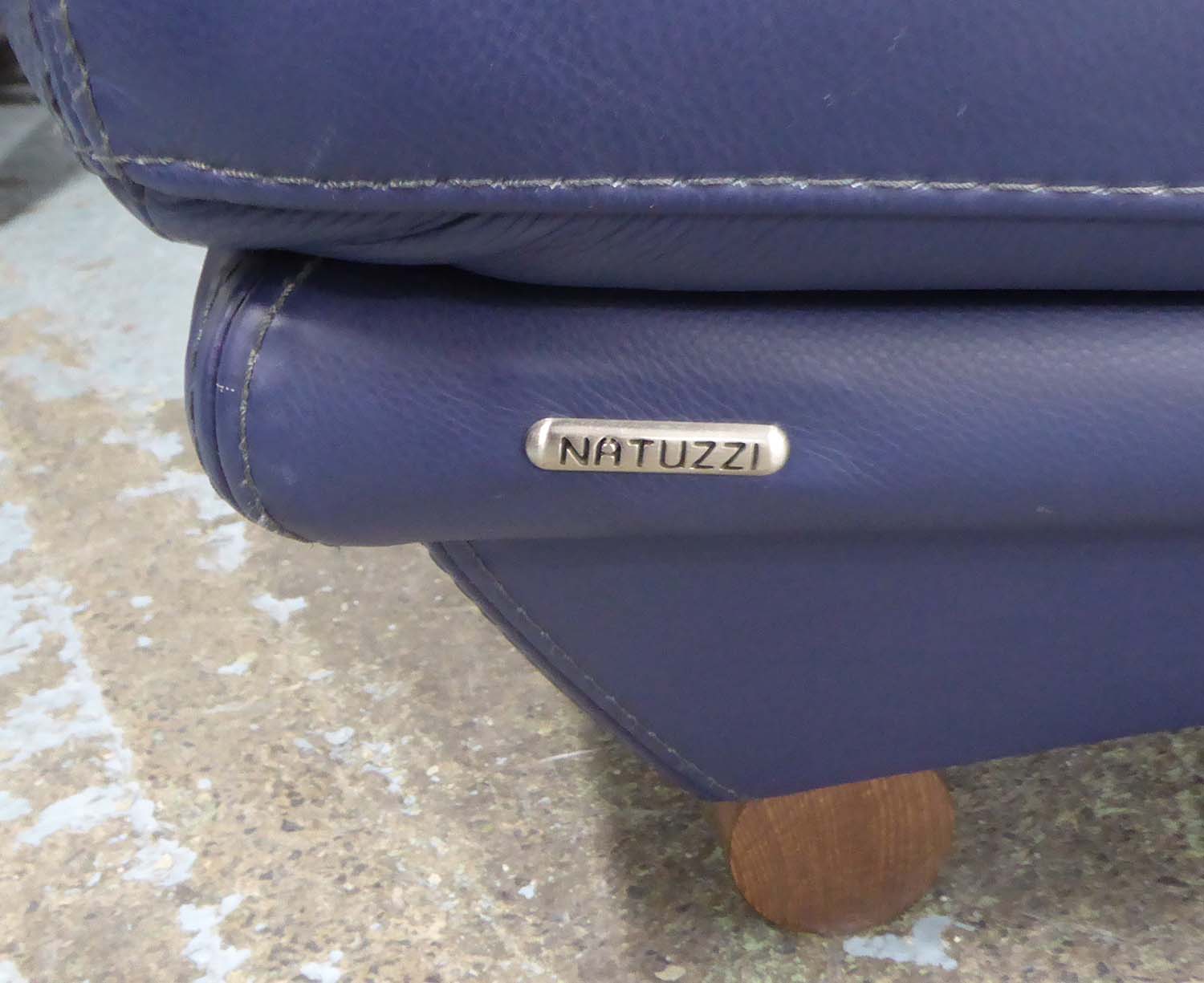 NATUZZI SOFA, navy blue leather in two sections, 93cm x 83cm H x 283cm L. - Image 2 of 2