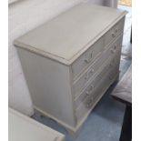 CHEST OF DRAWERS, with two drawers over three drawers, in F&B grey distressed effect painted finish,