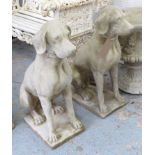 HUNTING DOGS, a pair, in reconstituted stone, 71cm H.