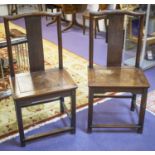 SIDE CHAIRS, a pair, 18th century Chinese huanghuali with solid vase spats and seats,