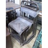 VINTAGE STYLE STACKING INDUSTRIAL CHAIRS, a matched set of six, steel 44cm x 42cm x 93cm.