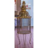 BIRD CAGE, early 20th century tole and iron with Chinoiserie decorated pagoda top, 155cm H x 53cm D.