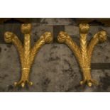 WALL APPLIQUES, a pair, giltwood and prince of Wales feathers design, 60cm H x 48cm.