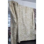 CURTAINS, a pair, ivory linen rustic pattern, 150cm x 255cm drop.