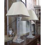 VAUGHAN LAMPS, a pair, glass sphere column lamps by Vaughan, 64cm H.