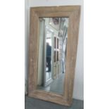 WALL MIRROR, with a rustic wooden frame, 102cm x 202cm.