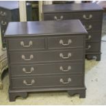 CHESTS, a pair, Georgian style dark grey painted of five drawers, each 71cm H x 76cm x 42cm.