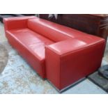 CASSINA STUDIO SOFA BED, in red leather, originally retailed for £6000, 275cm x 100cm x 65cm H.