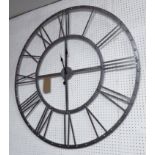 WALL CLOCK, of large proportions, with Roman numerals in metal finish, 115cm diam.