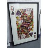 DECOUPAGE QUEEN OF SPADES, framed and glazed, 145cm x 100cm.