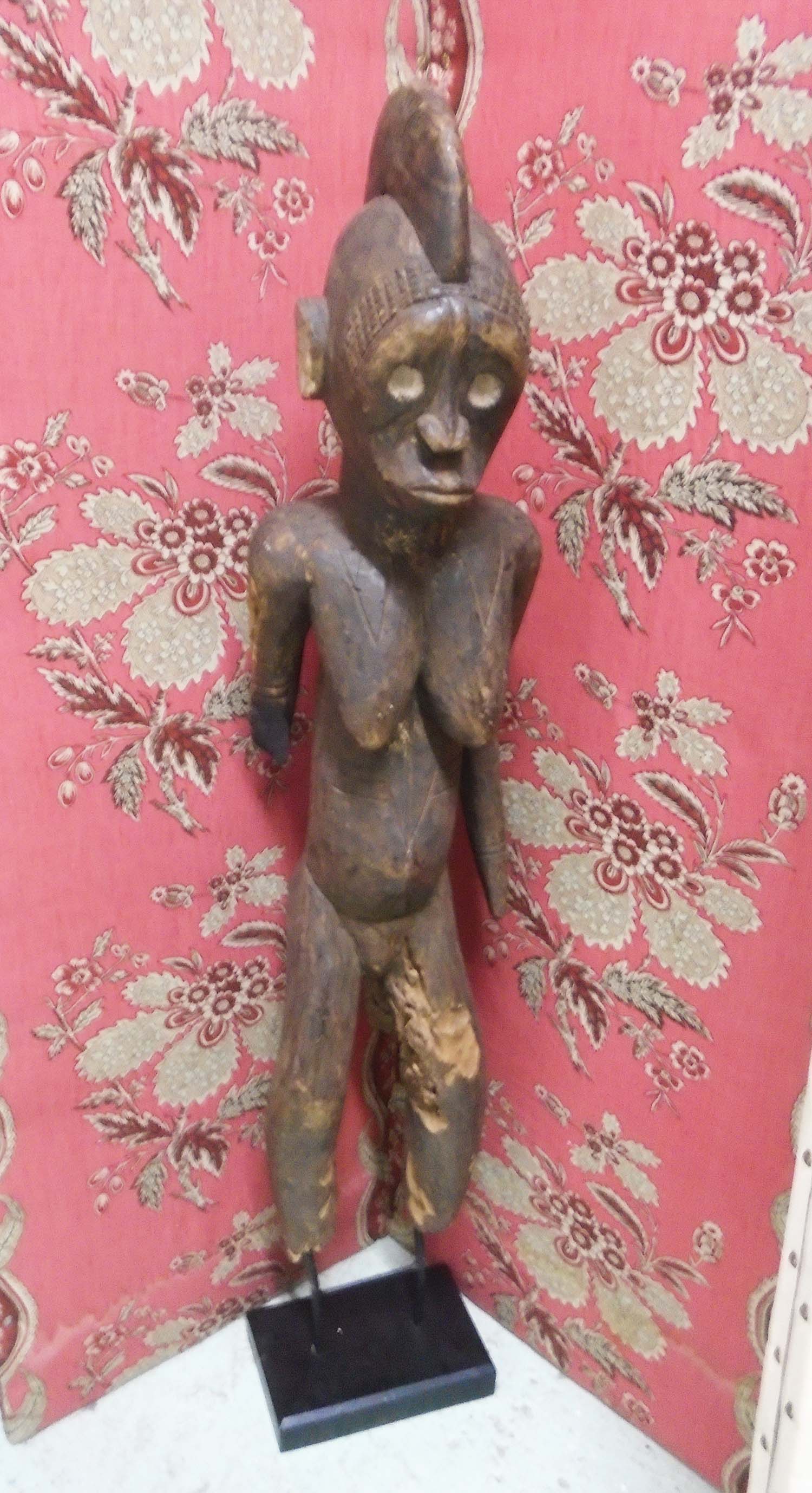 IGALA FEMALE STANDING FIGURE, Nigeria, carved wood with bespoke stand, 122cm H.