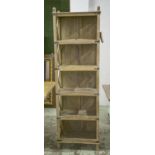 OPEN BOOKCASE/SHELVES, a pair, Moorish style hardwood and metal mounted,