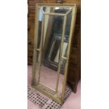 WALL MIRROR, late Victorian of rectangular form with central bevelled plate and peripheral plates,