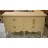 DOUBLE CHEST, Vintage grey painted with four short drawers and tapering supports,