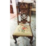 VICTORIAN CHAIR, rosewood with turned finials,