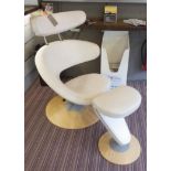 STOOKE VARIER PEEL CHAIR AND STOOL, ivory leather finish, 113cm H (with faults).