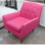 ARMCHAIR, mid 20th century style, in pink upholstery, 70cm W x 73cm D x 82cm H.