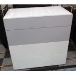 CHEST, white and grey lacquered four drawers, 90cm x 50cm x 93cm H.