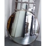 WALL MIRROR, by William Yeoward, polished metal frame, 124cm H including hook.