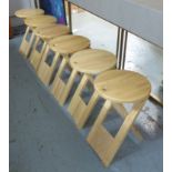 STOOLS, a set of six, collapsible, 46cm H.