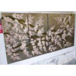 LAQUER PANEL SET, four, cherry blossom in bloom, each one 50cm x 100cm.