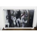 21ST CENTURY PHOTOGRAPH OF A WOMAN, on tempered glass, 120cm x 80cm.
