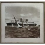 BEKEN OF COWES 'Titanic' and 'Queen Elizabeth and dragon', a pair of photos, 60cm x 50cm,