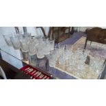 ENGLISH CRYSTAL WINE GLASSES AND TUMBLERS, a part suite.