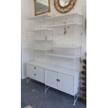 WALL SCANDI SHELVES, 'String' style, white adjustable shelves after a 1949 design by Nils Strinning,