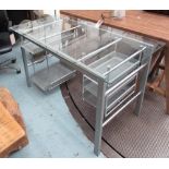 COMPUTER DESK, glass top, metal frame, 70cm x 150cm x 75cm H.