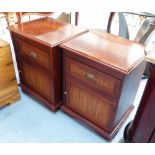 RATTAN FRONTED SIDE CABINETS, a pair, each 48cm x 40cm x 65cm H.