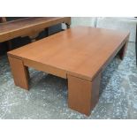 LIGNE ROSET LOW TABLE, contemporary pearwood with angular supports, 130cm x 80cm x 35cm H.