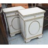 BEDSIDE CABINETS, a pair, with opposing doors,