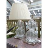 PORTA ROMANA PASTEUR LAMPS, a pair, with pleated shades, 70cm H.