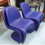 VITRA PANTON CHAIRS, by Verner Panton, a set of four, in blue finish.