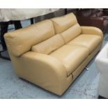 LIGNET ROSET SOFA BED, with backrest in mustard leather, 185cm x 105cm x 83cm H.