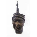 LARGE IFE BRONZE KINGS HEAD, Yoruba people, West Africa, 74cm H overall.