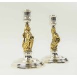ROYAL JUBILEE (1952-1977) COMMEMORATIVE SILVER CANDLESTICKS, makers Garrard and Co.