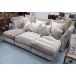 GEORGE SMITH CINEMA ROOM SOFA, bespokely produced, in a silver velvet finish, 273cm x 170cm x 91.