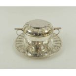 SILVER TWIN HANDLED CUP, COVER AND DISH, late Victorian, retailed by Goldsmiths & Co.
