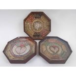 VICTORIAN SAILORS VALENTINE SHELL PICTURES, three in similar taste, all in 23cm octagonal frames,